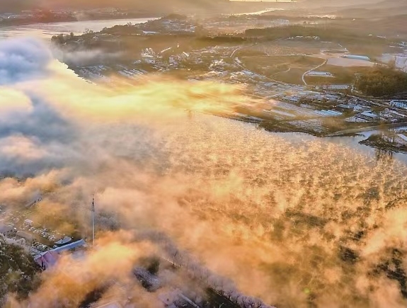 길림시 송화강 연안의 아름다운 겨울 풍경